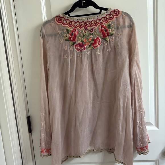 Johnny Was Pink Embellished Long Sleeve Tunic - Picture 6 of 6